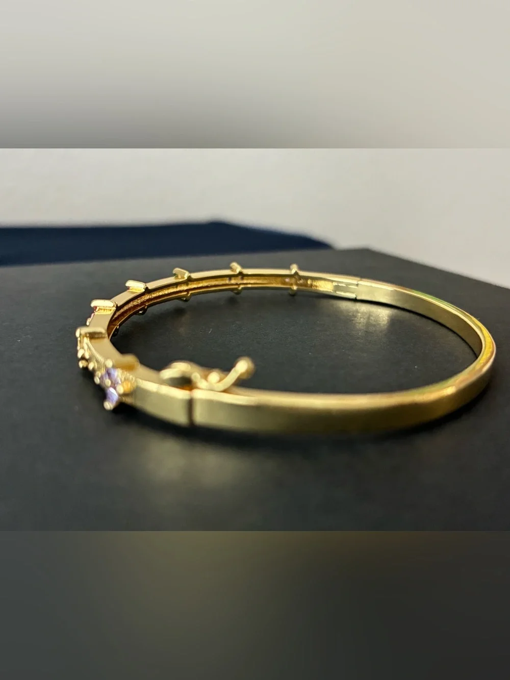 Gold Plated Multi-Color Gemstone Bangle Bracelet